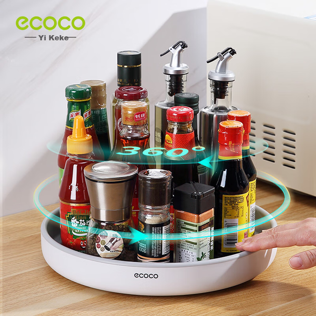 Обертова стійка для зберігання Ecoco Kitchen, багатофункціональний органайзер для спецій, потовщений лоток для пляшок зі спеціями, сірий колір E2022 - Фото 4 Обертова стійка для зберігання Ecoco Kitchen, багатофункціональний органайзер для спецій, потовщений лоток для пляшок зі спеціями, сірий колір E2022 - зображення 4
