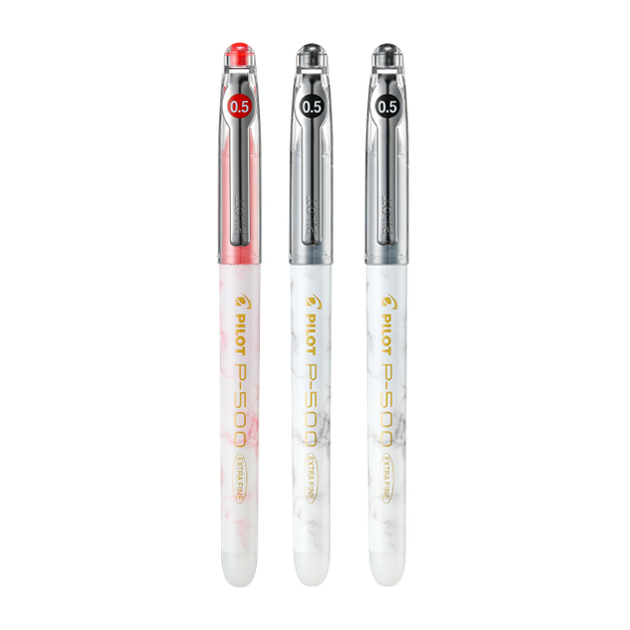 Гелевая ручка PILOT P500 Gold Label 0,5 мм, ручка для подписи, ручка-роллер для деловых встреч, ручка для студенческих экзаменов, стильный набор канцелярских принадлежностей: 2 черные, 1 красная, 3 ручки. - изображение 4