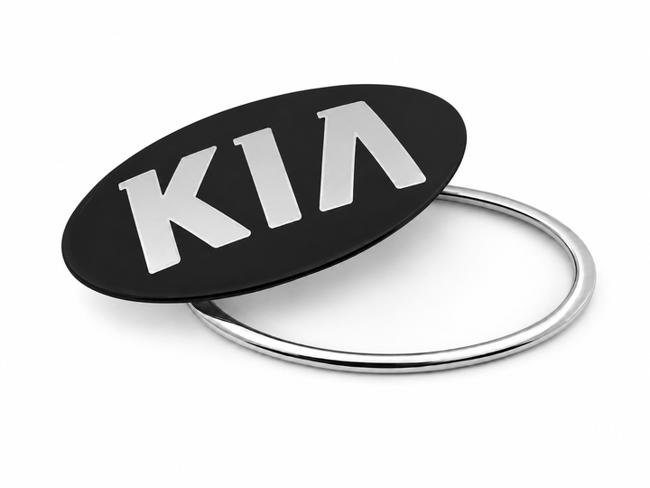 Эмблема логотип KIA 10см вставка в штатный подиум на капот и багажник - изображение 3