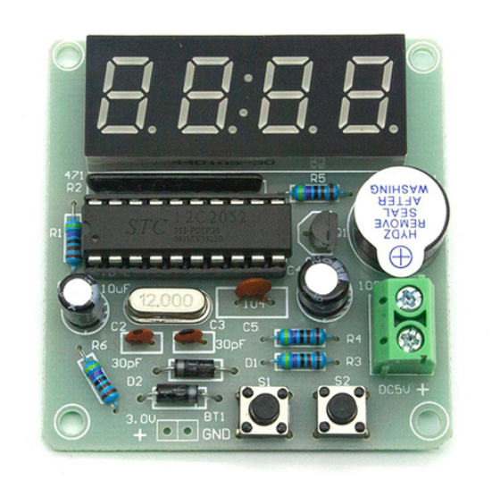 Конструктор електронного годинника AT89C2051 4-розрядний DIY (890BD21A498B) - зображення 2