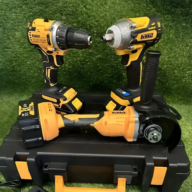 Набор инструментов 3в1 DeWalt 48 В 5 А·ч аккумуляторный шуруповерт DCD771 54 Нм дрель УШМ DCG405 125 мм болгарка 800 Вт гайковерт DCF892P2T 200 Нм бесщеточный 7000 об мин для ремонта строительства монтажа автосервиса с двумя АКБ кейсом - изображение 6