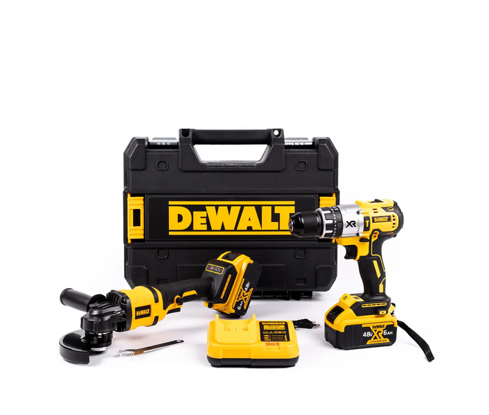 Набор инструментов 2в1 DeWalt 48 В 6 А·ч аккумуляторный ударный шуруповерт DCD996P2 96 Нм дрель 13 мм бесщеточная УШМ DCG409 125 мм болгарка 11000 об мин для сверления резки шлифовки ремонта строительства монтажа с двумя АКБ кейсом - изображение 10