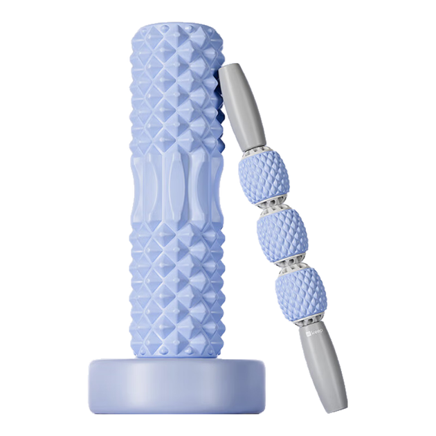 Набір з двох роликових масажних паличок для йоги Keep Foam Roller, світло-блакитний - зображення 4