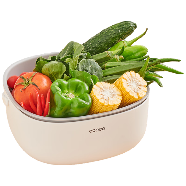 Корзина для сушки овощей Ecoco, двухслойная корзина для фруктов, кухонная корзина-дуршлаг, сушилка для посуды E2026, большая - изображение 4