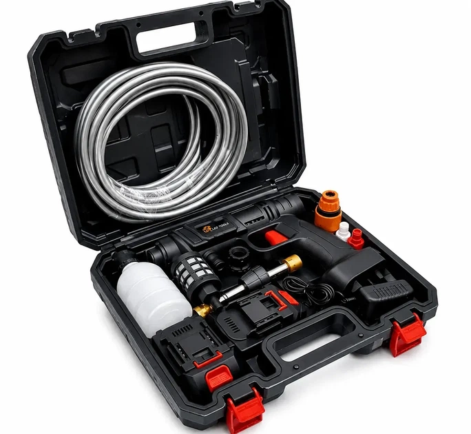Портативна мийка високого тиску LEO TOOLS 250 Вт 30 бар з подвійним акумулятором - Фото 7 Портативна мийка високого тиску LEO TOOLS 250 Вт 30 бар з подвійним акумулятором - изображение 7