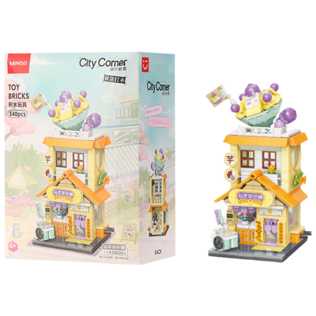 MINISO Барвиста вулична сцена Будівельні блоки Складання іграшка Настільна прикраса Подарунок на день народження для чоловіків та жінок, магазин морозива Xianyu - зображення 4