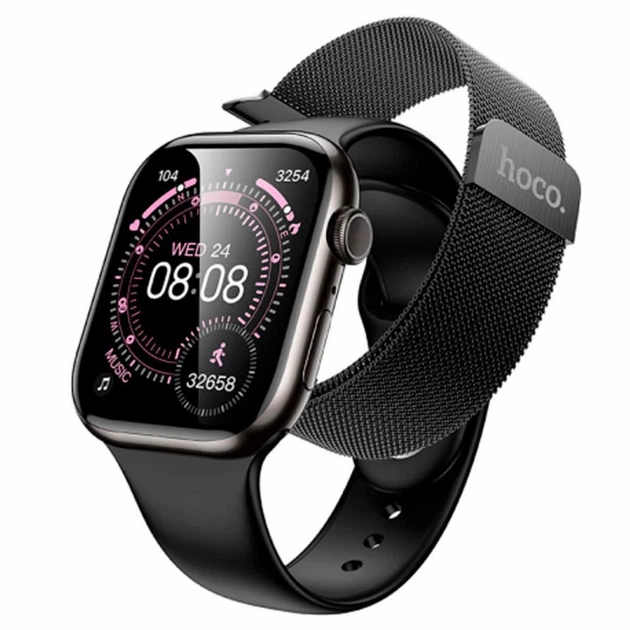 Розумний годинник Hoco Y42 Ultra унісекс з пульсометром та Bluetooth Чорний - зображення 2