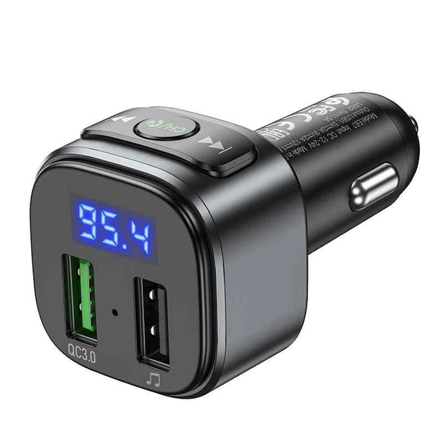 FM-трансмиттер Hoco E67 Fighter Bluetooth 5.0 2 USB QC3.0 Черный (E67) - изображение 3
