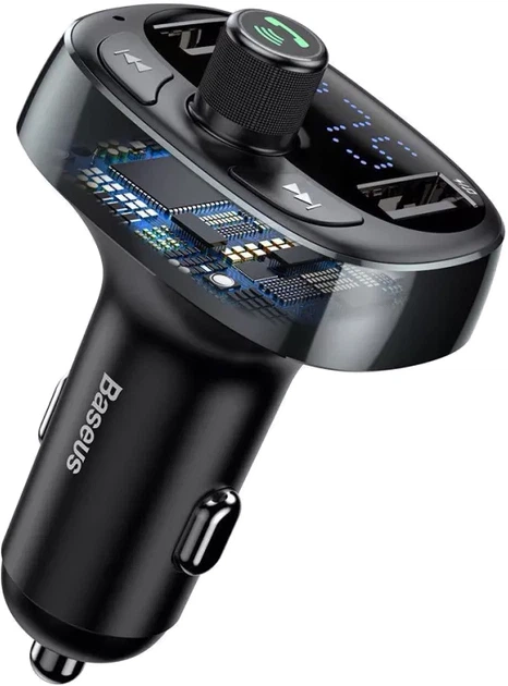 FM-трансмиттер Baseus S-09 2 USB 2.4 А Черный (CCMT000001) - изображение 5
