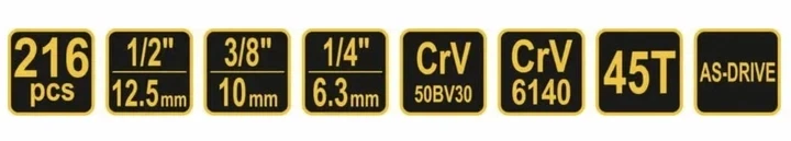 Vorel 58700 набор инструментов и ключей на 216 ед. - изображение 8