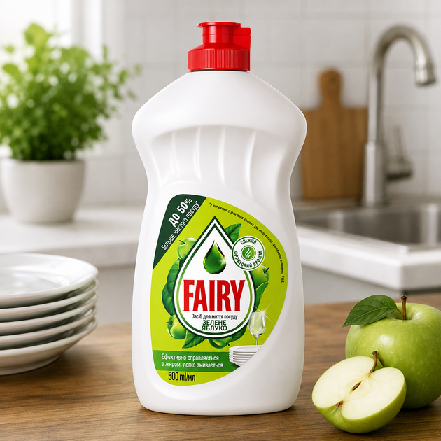 Средство для мытья посуды Fairy «Зеленое яблоко», 500 мл - Фото 1 Средство для мытья посуды Fairy «Зеленое яблоко», 500 мл - изображение 1