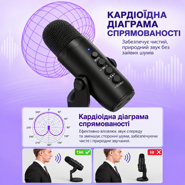 Студийный USB-микрофон для компьютера и телефона, игровой микрофон с шумоподавлением для стриминга, подкастов и вокала - изображение 5