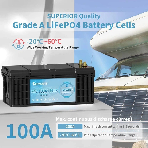 Аккумулятор LifePo4 100Ah 24V 2560Wh Kepworth с Bluetooth для ИБП ( Литий железо фосфатный ) Аккумуляторная батарея BMS (AKKW24V100B) - изображение 5
