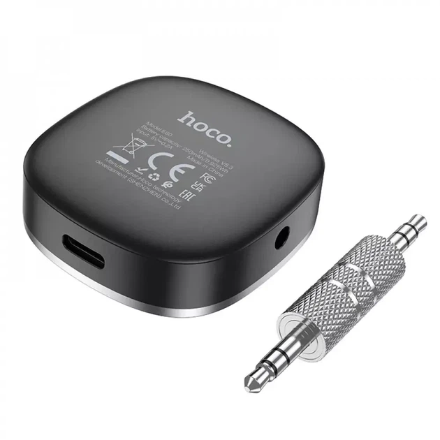 Бездротовий аудіоадаптер AUX 3.5 мм для автомобіля, Ресивер Bluetooth Hoco E80 BT 5.3, Bluetooth приймач для автомагнітоли - зображення 3