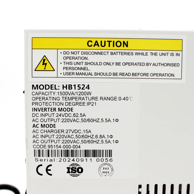 Инвертор-ДБЖ Power Polska HB1524 1200 Вт / 1500 ВА 24В, чистая синусоида, AVR - изображение 8