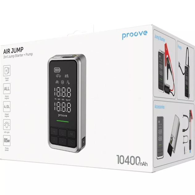 Компрессор АКБ + стартер бустер Насос Proove Air Jump 10400mAh 1000A - изображение 6