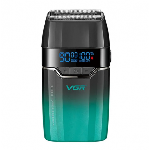 Электробритва VGR V-308 шейвер, двойное лезвие, 9000 RPM, LED дисплей Зелёный - Фото 2 Электробритва VGR V-308 шейвер, двойное лезвие, 9000 RPM, LED дисплей Зелёный - изображение 2