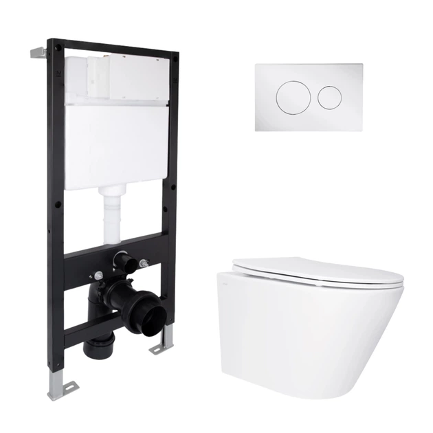 Готове рішення Qtap для ванної кімнати: підвісний унітаз Swan Ultra Quiet 520x360x320 + комплект інсталяції Standard (кругла клавіша Chrome) - Фото 1 Готове рішення Qtap для ванної кімнати: підвісний унітаз Swan Ultra Quiet 520x360x320 + комплект інсталяції Standard (кругла клавіша Chrome) - зображення 1