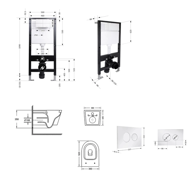 Готове рішення Qtap для ванної кімнати: підвісний унітаз Swan Ultra Quiet 520x360x320 + комплект інсталяції Standard (кругла клавіша Chrome) - Фото 2 Готове рішення Qtap для ванної кімнати: підвісний унітаз Swan Ultra Quiet 520x360x320 + комплект інсталяції Standard (кругла клавіша Chrome) - зображення 2
