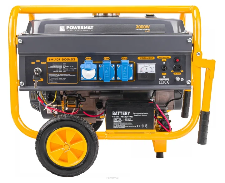 Бензиновый генератор Powermat PM-AGR-3000M2KE 3 кВт однофазный с электростартом и колесами - изображение 2