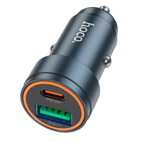 АЗП HOCO Z57A Glorious PD30W+QC3.0 car charger Metal Gray - Фото 3 АЗП HOCO Z57A Glorious PD30W+QC3.0 car charger Metal Gray - зображення 3
