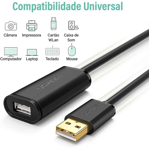 Дата кабель USB 2.0 AM to AF 20.0m Active black Ugreen (10324) - изображение 2