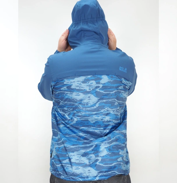 Трекінгова чоловіча куртка Jack Wolfskin Exhalation Ocean Wave легка вітрозахисна синя Розмір L - изображение 5