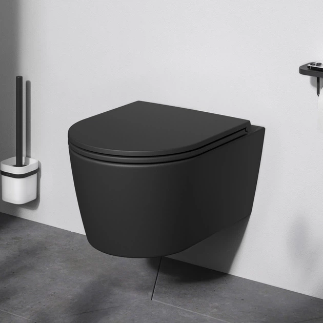 Унитаз подвесной AM.PM Func 49 см FlashClean с сиденьем с микролифтом black matt C8F1700MBSC - изображение 2
