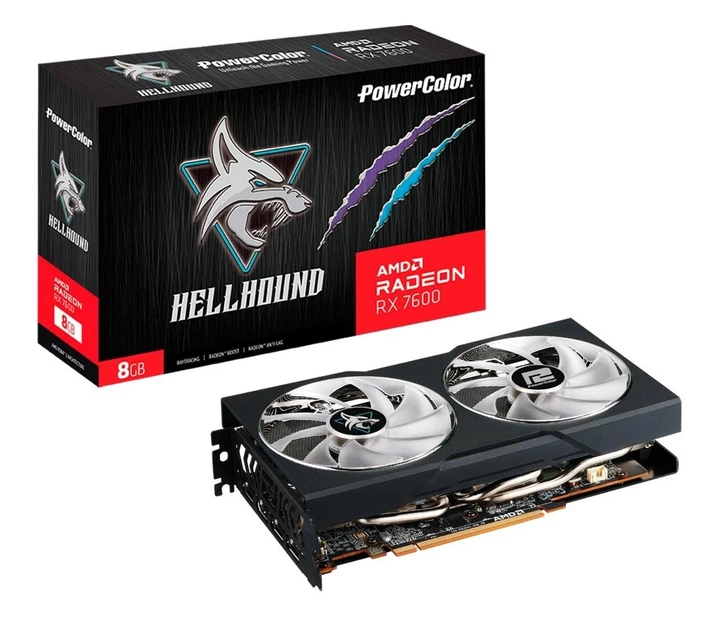 Видеокарта PowerColor Radeon RX 7600 Hellhound 8 GB GDDR6 (RX7600 8G-L/OC) EU - Фото 1 Видеокарта PowerColor Radeon RX 7600 Hellhound 8 GB GDDR6 (RX7600 8G-L/OC) EU - изображение 1