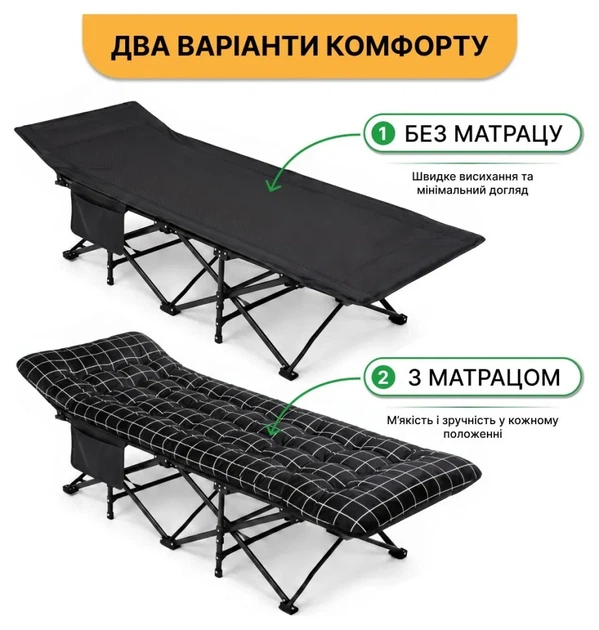 Розкладачка для туризму LEOBRO з товстим оксамитовим матрацом (LB-CC-L2-PAT) (LEO_LB-CC-L2-PAT) - изображение 10