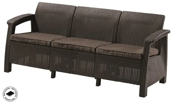 Софа садова Keter Corfu Love Seat Max пластикова 3-місна 182х70х79 см коричнева - зображення 2