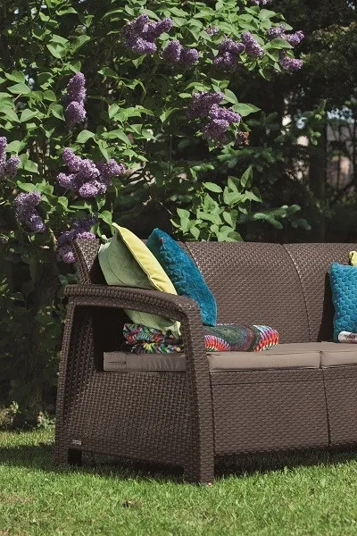 Софа садова Keter Corfu Love Seat Max пластикова 3-місна 182х70х79 см коричнева - зображення 4