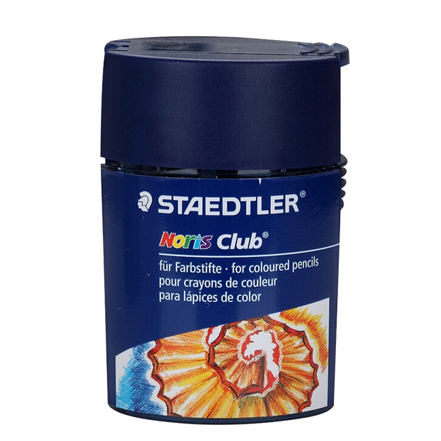 Точилка для олівців STAEDTLER з двома отворами, великої ємності, портативна точилка у формі бочки для учнів, дітей, малювання, ескізів, мистецтва, кольоровий олівець, необхідний інструмент для повернення до школи 512002 - зображення 4