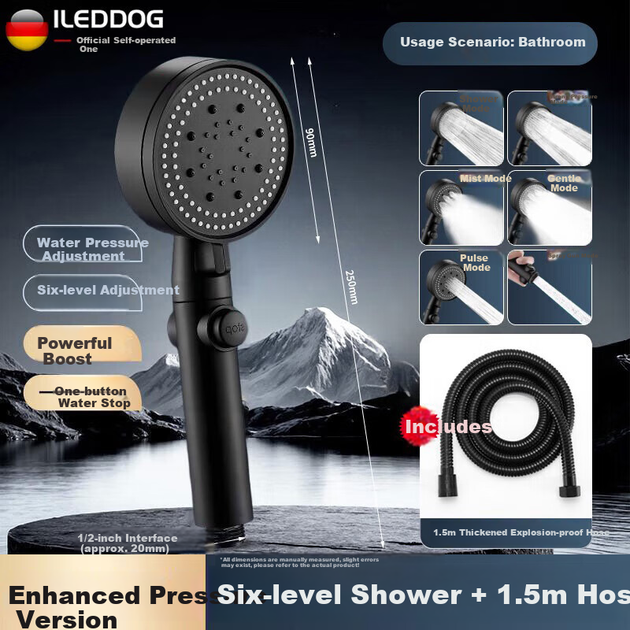 ILeddog [Германия] Мощный душевой шланг высокого давления для ванной комнаты HL-001 - изображение 5