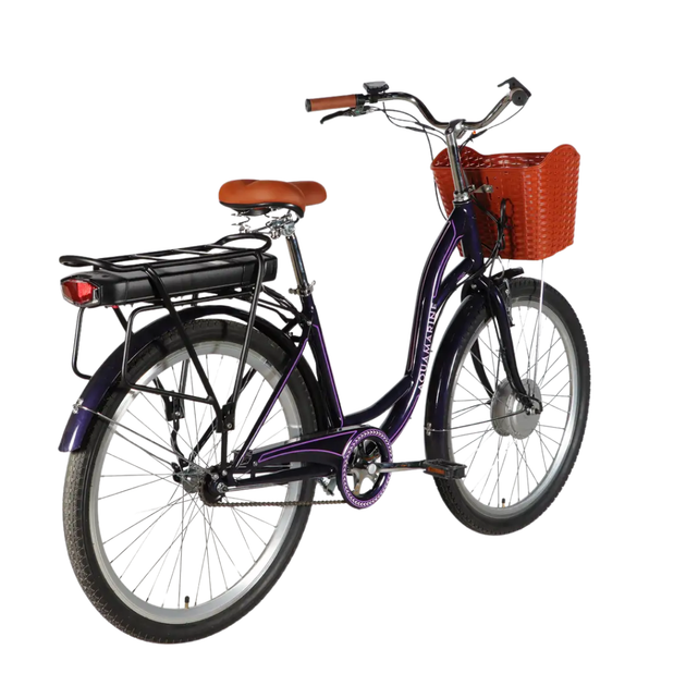 Велосипед с электроприводом 26" ST Dorozhnik eAQUAMARINE BH рама-17" 36B 13А*г 500Вт темно-фиолетовый с корзиной - Фото 2 Велосипед с электроприводом 26" ST Dorozhnik eAQUAMARINE BH рама-17" 36B 13А*г 500Вт темно-фиолетовый с корзиной - изображение 2