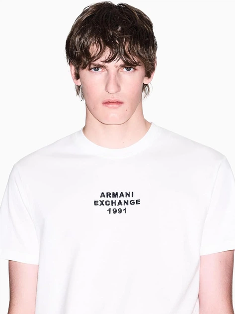 Футболка хлопковая длинная мужская Armani Exchange 342168688 M Молочная (1162564974) - Фото 3 Футболка хлопковая длинная мужская Armani Exchange 342168688 M Молочная (1162564974) - изображение 3