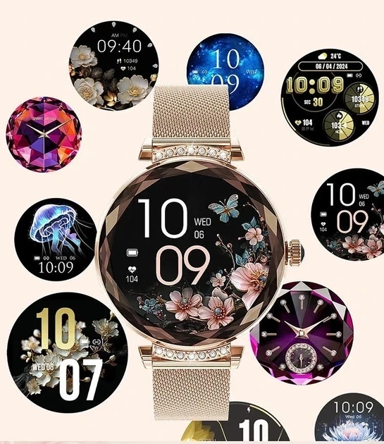 Женский Smart Watch AMOLED с роскошным дизайном, 100+ спортрежимов, мониторинг показателей здоровья, 2 ремешка - изображение 3