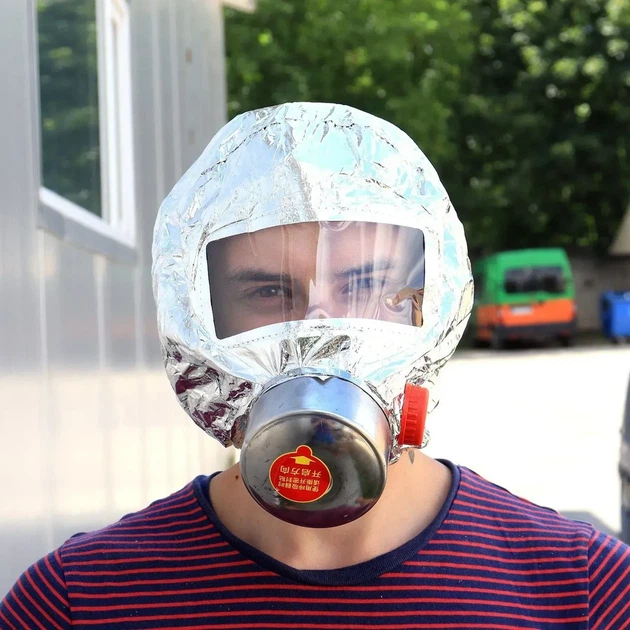 Маска противогаз для захисту від хімічних речовин із фільтром Fire mask протипожежна маска на 30 хвилин панорамний респіратор - зображення 2