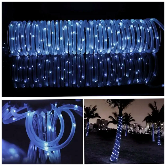 Гірлянда світлодіодна 10 м 100 LED USB холодний білий силіконова трубка для декору приміщень SQ-28816 - зображення 7