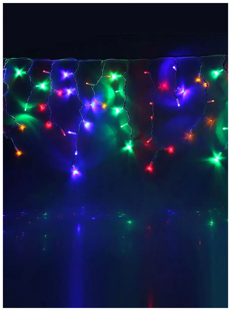 Гирлянда бахрома уличная 5x0.6м 100 LED белый каучук Мультиколор для декора улицы SQ-26911 - изображение 4