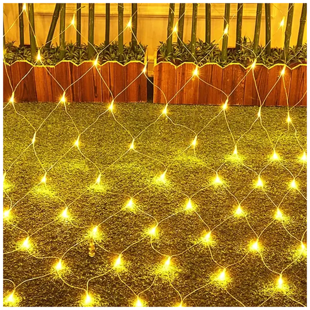 Гирлянда сетка светодиодная 2x1,5м 160LED 220V черный шнур 8 режимов теплый белый IP44 SQ-27293 - изображение 4