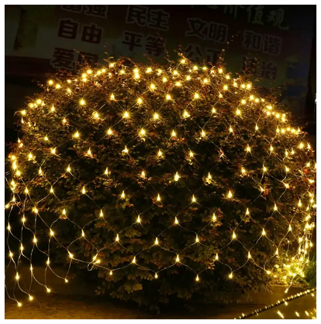 Гирлянда сетка светодиодная 1,2x1,2м 100LED 220V прозрачный шнур 8 режимов для украшения интерьера SQ-25541 - изображение 6