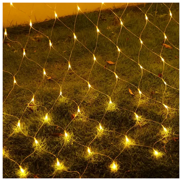 Гирлянда сетка светодиодная 1,2x1,2м 100LED 220V прозрачный шнур 8 режимов для украшения интерьера SQ-25541 - изображение 8