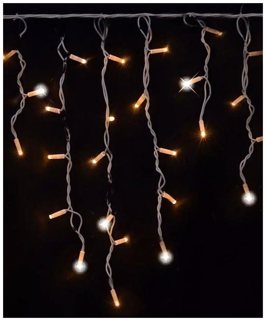Гирлянда бахрома уличная 5x0,6м 100 LED теплый белый каучук с мерцанием IP65 SQ-26904 - изображение 6