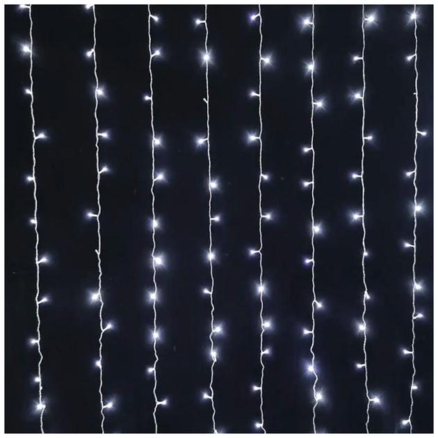 Гирлянда штора светодиодная 1,8x1,2м 120LED 12 нитей прозрачный шнур 8 режимов для декора интерьера SQ-27294 - изображение 5