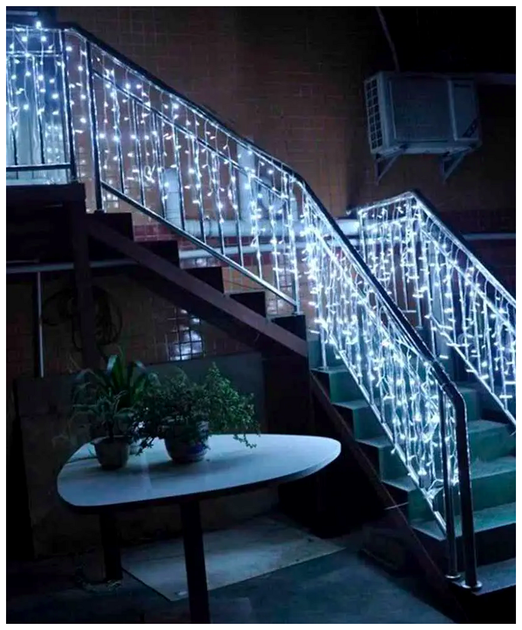 Гирлянда штора уличная 3x1м 150 LED прозрачный каучук IP65 статический режим белый SQ-26931 - изображение 5