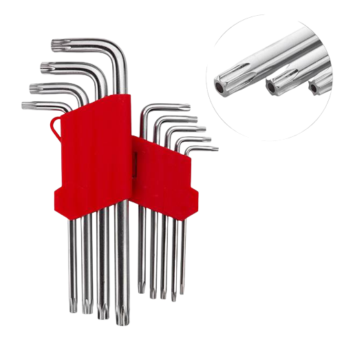 Набор ключей torx "звёздочка" INTERTOOL 9шт, длинные, Т10-Т50, CrV (41700) - изображение 2