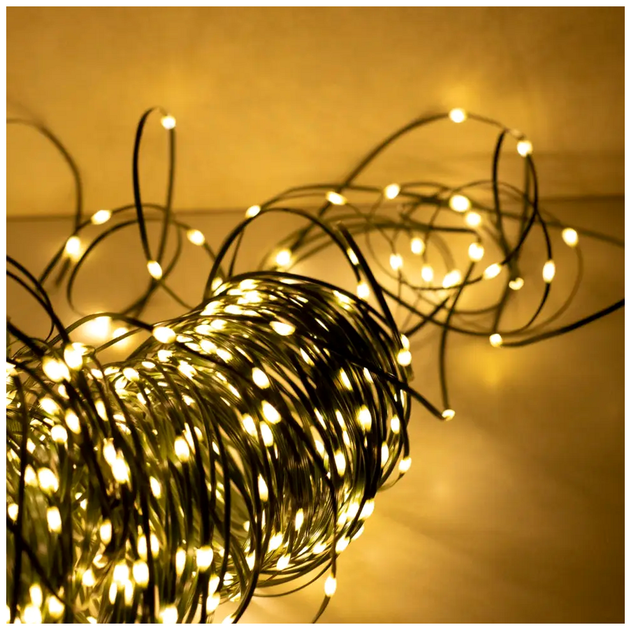 Светодиодная гирлянда нить 500 LED 50м 220V 8 режимов теплый белый зеленый провод IP44 для украшения елки SQ-26645 - изображение 8