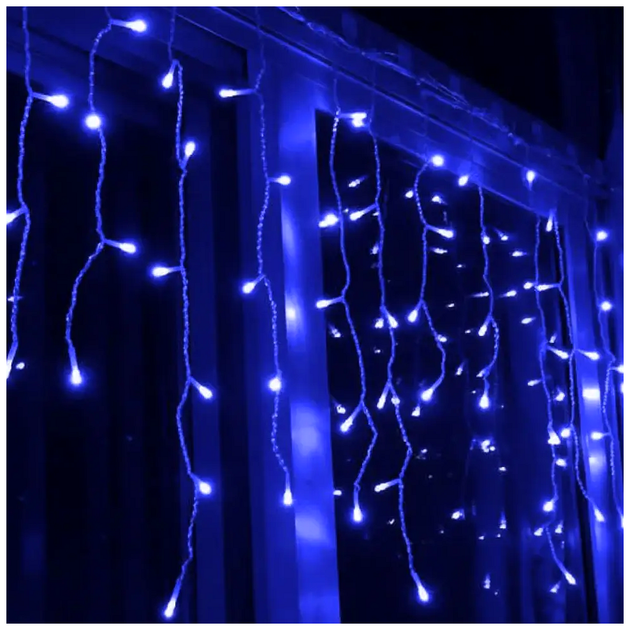 Гирлянда бахрома дождик 3x0 5м 120 LED 220В 8 режимов для украшения интерьера прозрачный провод SQ-25551 - Фото 2 Гирлянда бахрома дождик 3x0 5м 120 LED 220В 8 режимов для украшения интерьера прозрачный провод SQ-25551 - изображение 2