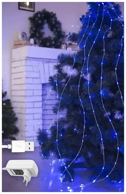 Гирлянда роса 500 LED 10 нитей по 5м статический режим USB и сеть 220В IP44 для украшения елки SQ-26842 - изображение 2